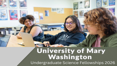 Students collaborating during the University of Mary Washington Undergraduate Science Fellowships 2026 program.