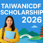 Students walking on a Taiwanese university campus with textbook in hand