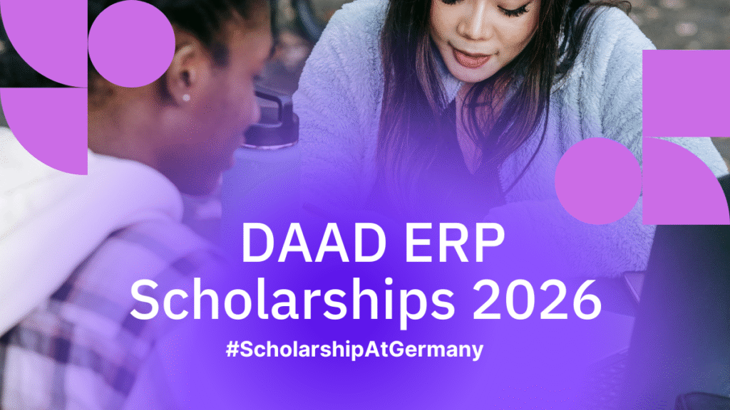 Students studying together with text DAAD ERP Scholarships 2026 for international students in Germany