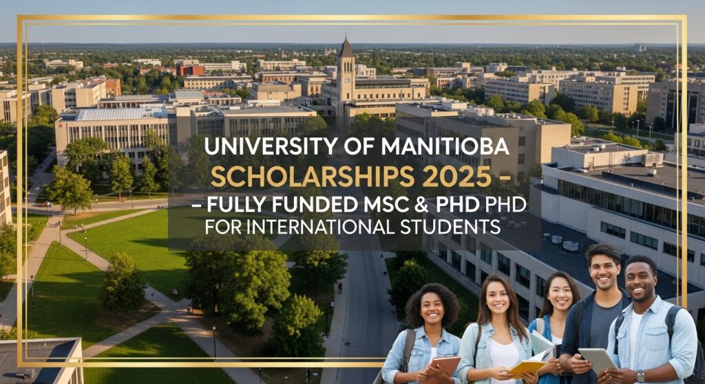 University of Manitoba Scholarships 2025 for international MSc and PhD students, fully funded with tuition and stipend support